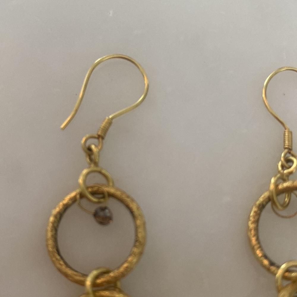 24 karat leaf drop earrings with champagne diamonds retail 2800.00 - Picture 3 of 4